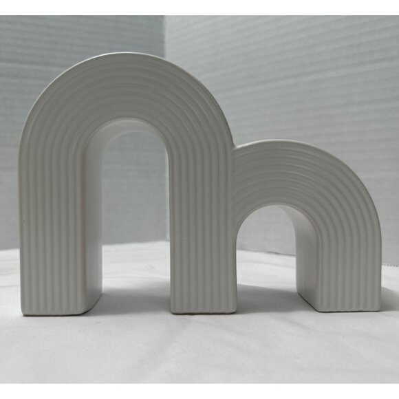 White Ceramic Double Arch Taper Candle Holder Set of 3 - Picture 8 of 11
